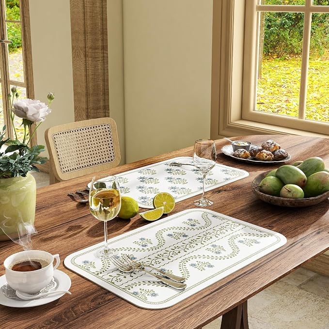 Vinyl Waterproof Placemats Set of 6 Rectangular,12"*17"-Mosella D | Wipeable Beautiful Print Place Mats,Stain Resistant,Heat Resistant,Everyday Meals,Kitchen,Dinning,Holiday,Decor - Image 3