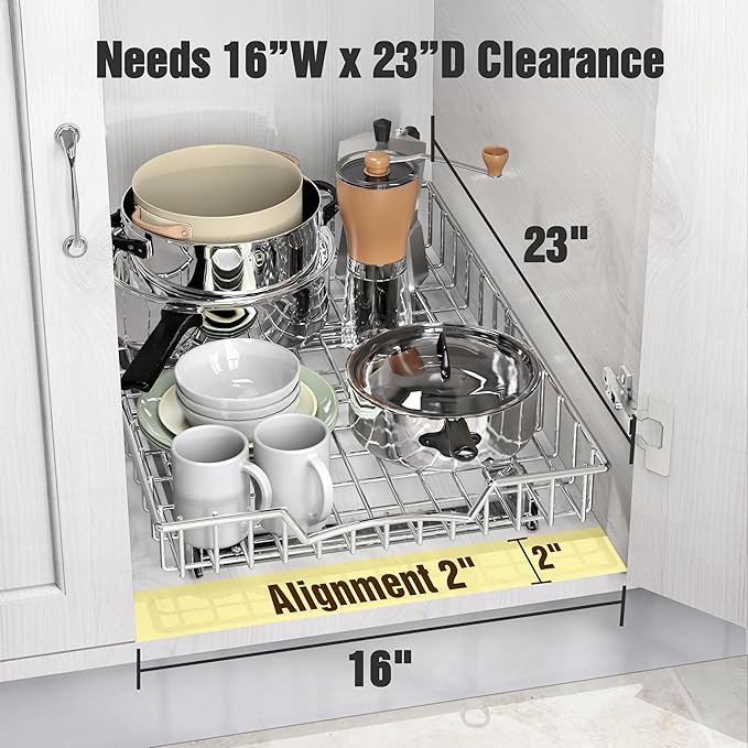 Simple Houseware Under Cabinet Pull Out Sliding Shelf Drawer, 21Dx14W | for Kitchen Organizer - Image 3