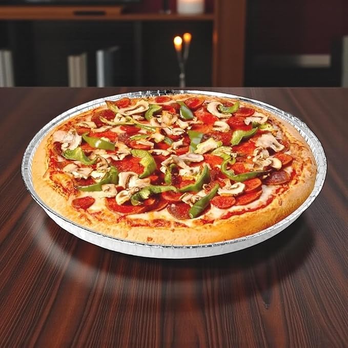 10 Inch Disposable Aluminum Foil Pizza Pans, 30 Pack | Round Pizza Baking Pans, For Personal Pizzas, Cookie Cakes, Calzones, Freezer Safe, Oven Safe, Recyclable - Image 2