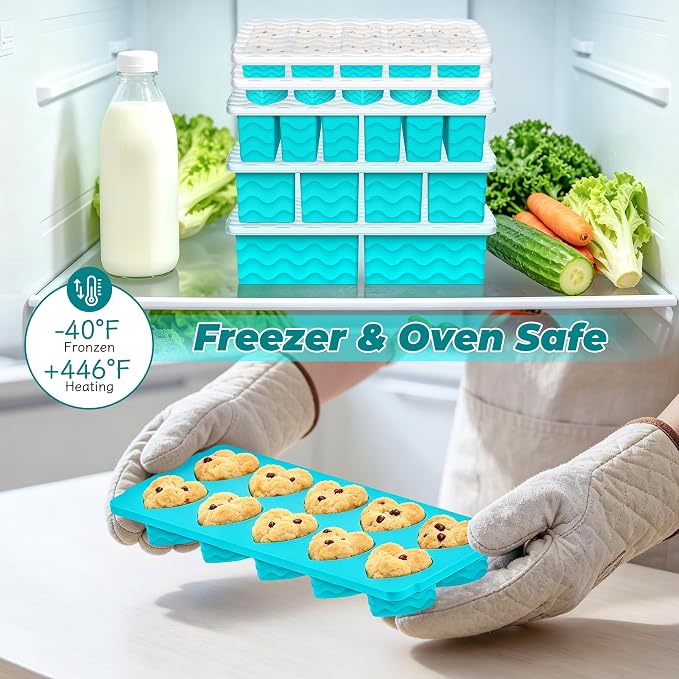 Silicone Freezer Molds for Food, 5-Pack with Steel Rim for Meal Prep | 100% Food-Grade Silicone, BPA-Free, Oven and Dishwasher Safe. Perfect for Freezing Lasagna, Casseroles, Soups & Sauces - Image 5