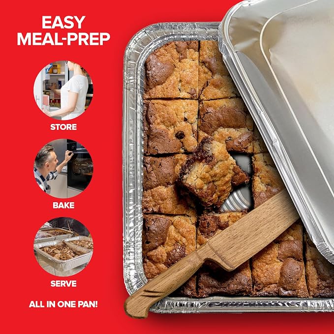Stock Your Home 9x13 Disposable Aluminum Pans with Lids, 30 Pack | Heavy Duty, Food Catering Containers for Baking, Cooking, Heating, Storage - Image 4