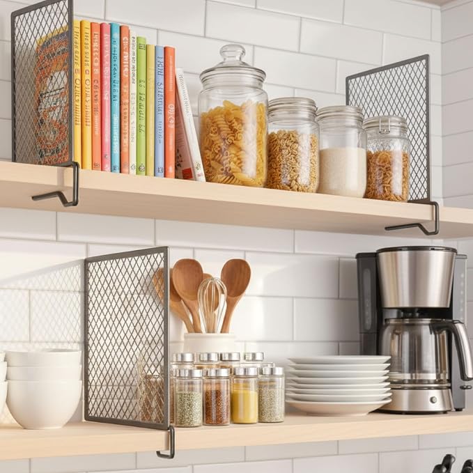 Nexu 6-Pack Metal Mesh Shelf Dividers for Closet Organization, Ultra-Stable Under-Shelf Hook Closet Dividers, Heavy Duty Purse, Handbag & Bag Organizer for Shelving, Clothes, Bedroom, Grey - Image 2