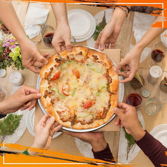 Nuogo 5 Pcs 14 Inch Pizza Pan with Holes Aluminum Mesh pizza Screen Seamless Round Tray for Oven Nonstick Baking Sheet for Kitchen Bakery Restaurant BBQ Party Cookware Supplies - Image 6