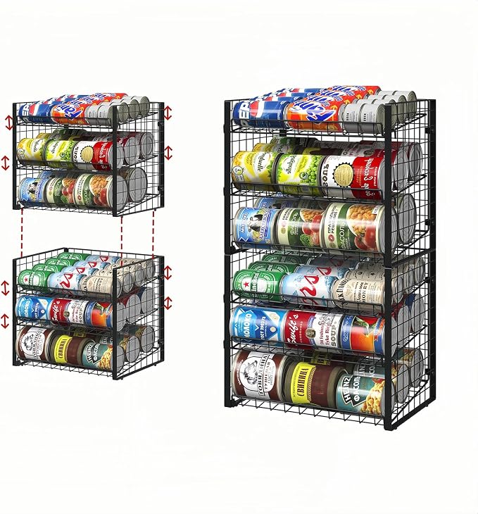 3 Tier Stackable Can Rack Organizer, Adjustable Can Holder for Pantry | 2 Pack Rolling Can Dispenser for Canned Food, Soda & Drink Storage, Tiered Can Organizer for Kitchen Cupboard Cabinet - Image 6