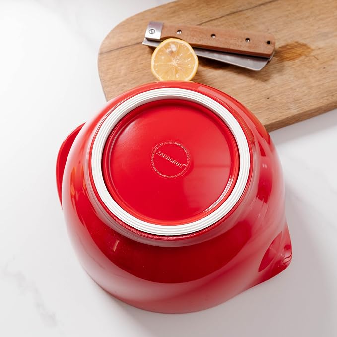 Mixing Bowls Set, 3 Piece Melamine Nesting Bowls with Pour Spout, Non-Slip Base, Great for Prepping, Baking, Mixing Cooking, BPA free and Dishwasher Safe, Red - Image 7