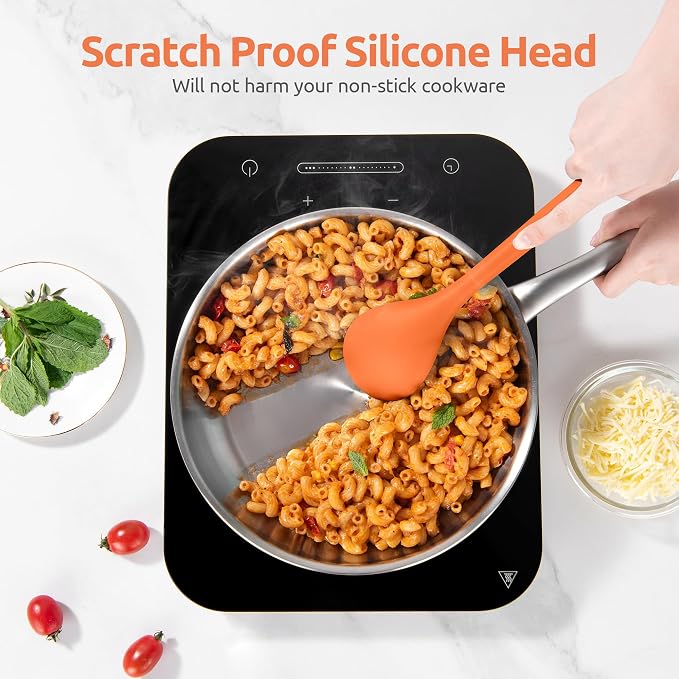 U-Taste Silicone Kitchen Cooking Utensil Set of 5, 13.6" Long, Orange | 600ºF Heat Resistant Food Grade Kitchen Tools&Gadgets, Extra Long Wide Spatula Turner Spoon Ladle for Serving Mixing Stirring - Image 4