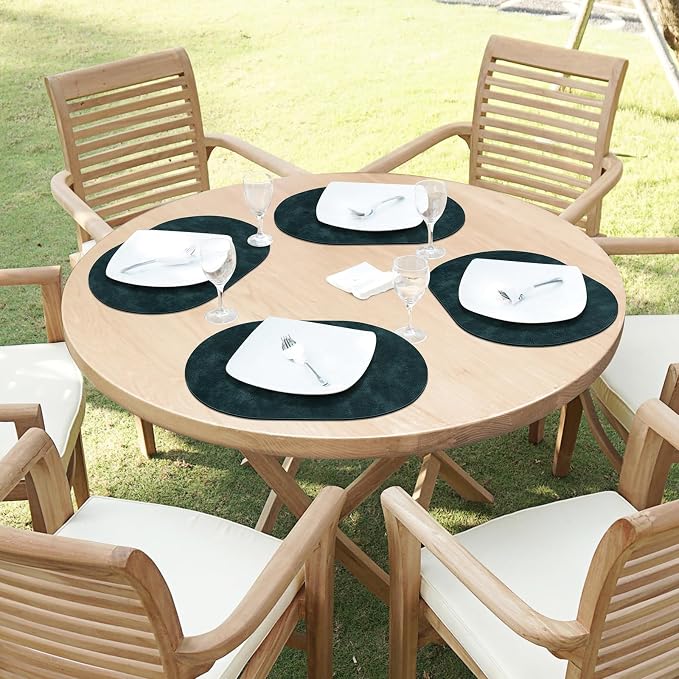 ADRIMER Placemats, Heat Resistant Oval Placemats Set of 8 Washable 12 x 17 Inch, Waterproof Table Mats, Wipeable Pu Place Mats for Kitchen, Dining Room, Dark Blue - Image 7