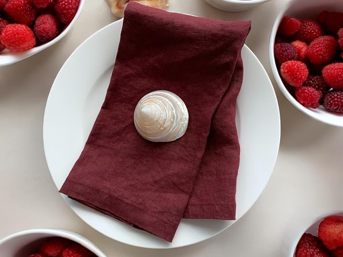 Linen Napkins –100% French Flax – Stonewashed Pure Linen Cloth Napkins - Size 18 Inch x 18 Inch – Set of 4 (Plum Burgundy) - Image 3