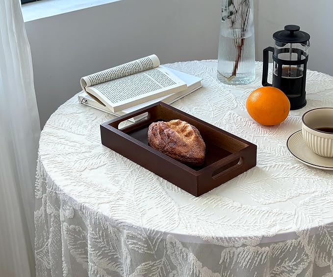 3 Pack Small Serving Mini Tray with Handles - 9.8 Inch Bamboo Tray | Rectangular Tray for Coffee Table, Kitchen Counter, Ottoman | Decorative Organizer for Drinks, Snacks, Bathroom Essentials - Image 5