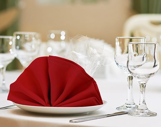Utopia Home [24 Pack, Red] Cloth Napkins 17x17 Inches, 100% Polyester | Hemmed Edges, Washable and Reusable Ideal for Parties, Weddings and Dinners - Image 5