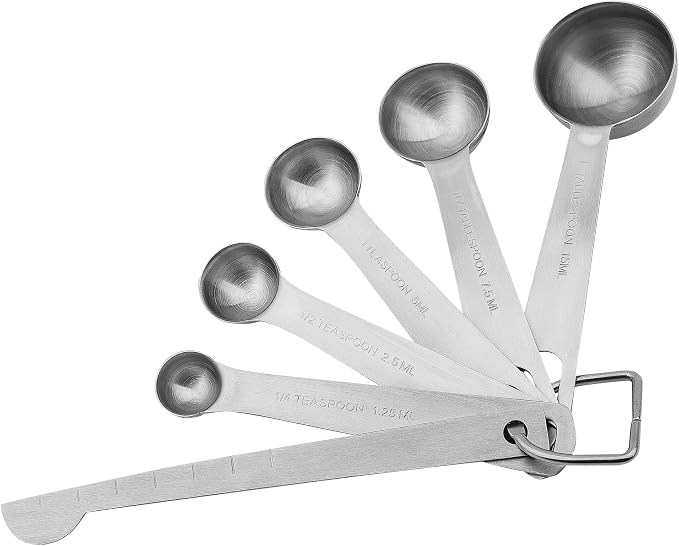 Stainless Steel Measuring Cups and Spoons Set, 18/8(304) Steel Material Heavy Duty 5 Measuring cups and 5 Measuring Spoons 1 Leveler and 2 rings Pack 13pcs Per set - Image 3