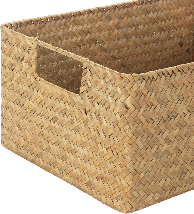 YANGQIHOME Wicker Baskets, [Set of 3] Woven Baskets for Storage, Seagrass Storage Baskets for Organizing with Built-in Handles, Open Storage Bins, Multisize, Natural - Image 6