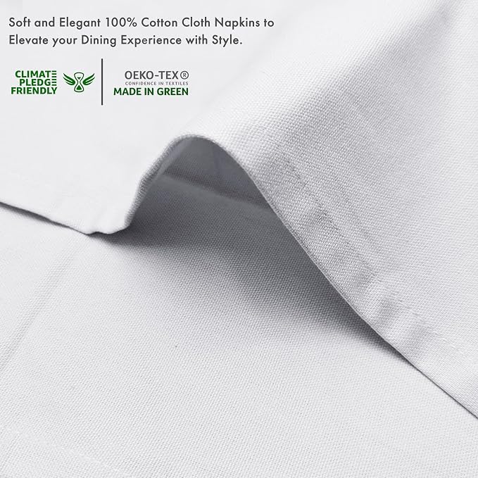 Ruvanti Cloth Napkins Set of 12, 100% Cotton High GSM 18x18 Inches Soft, Washable, Highly Durable & Absorbent, Perfect for Parties, Christmas, Thanksgiving Dinners – White - Image 4