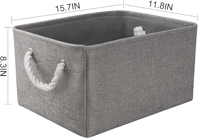 Large Storage Bins Basket, 2 Pack Grey Fabric Storage Cubes for Changing Table Nursery Livingroom Kidsroom Playroom Toy, Collapsible Storage Baskets for organizing Shelves Closet - Image 2
