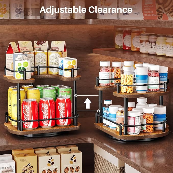 Spice Organization for Cabinet, Lazy Susan Spice Rack, 10 in, Black | Height Adjustable, Rotating Spice Organizer for Countertop, Fits Cabinets Wide＞ 11 in, Height ＞10.5 in - Image 8