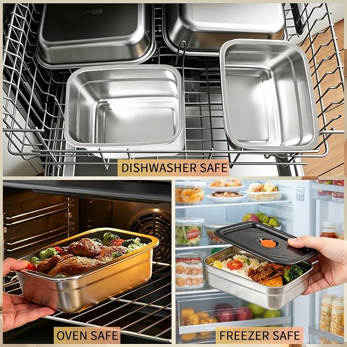 10 Pack 63oz Stainless Steel Food Storage Containers with Lids | Reusable Leak Proof Meal Prep Box BPA-Free Stackable Metal Lunch Box for Home Camping & Outdoor Use - Image 4