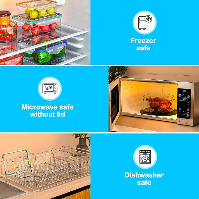 RockBerry 40 PCS Food Storage Containers with Lids (20 Boxes-20 Lids) | Airtight- Plastic Stackable Container for Pantry Kitchen Organization-Microwave Dishwasher,Freezer Safe 100% Leak Proof - Image 5