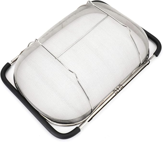 2 PackPremium Quality Over The Sink Stainless Steel Oval Colander with Fine Mesh 6 Quart Strainer Basket & Expandable Rubber Grip Handles - Strain, Drain, Rinse Fruits, Vegetables1 - Image 5