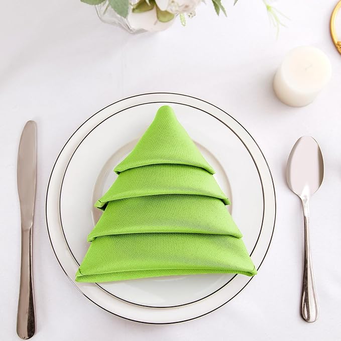 Bailarina Cloth Napkins Set of 40,17x17 inches Dinner Napkins Cloth Washable,Polyester Square Table Cloth Napkin Bulk with Hemmed Edges Ideal for Banquets, Parties and Weddings-Apple Green by Bailarina