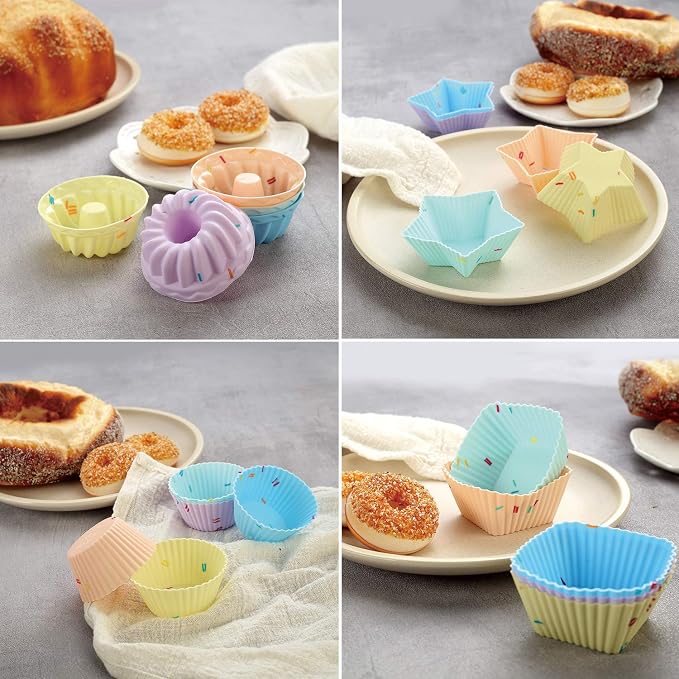 46PCS Silicone Bakeware Set Cake Molds Set For Baking, Including Baking Pan, Cake Mold, Cake Pan, Toast Mold, Muffin Pan, Donut Pan, And Cupcake Mold Silicone Baking Cups Set - Image 6