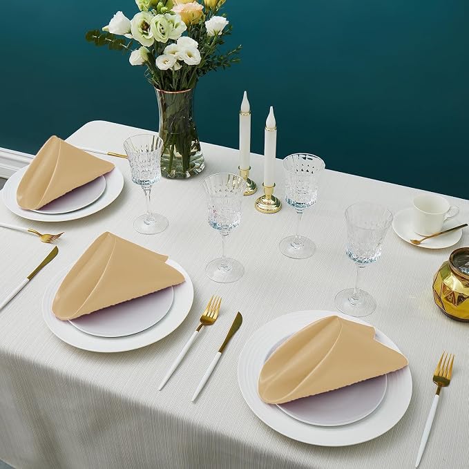 MDS® Pack of 150 Satin Napkins 12 x 12 Inch, Soft Silky Reusable Cloth Dinner Table Napkins for Wedding Décor, Reception, Birthday, Parties, Banquets, Catering, Restaurants & Hotel - Champagne Gold - Image 2
