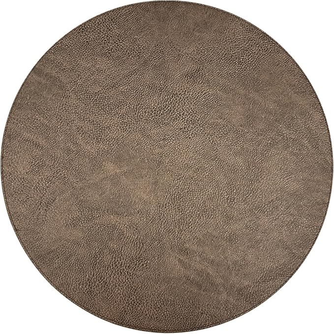Placemats Set of 6 – Round 15” Faux Leather Table Mats for Dining, Heat Resistant & Non-Slip Washable Table, Indoor, Outdoor, Dining Table Set for 6, Modern Kitchen & Holiday Use, Bronze - Image 4