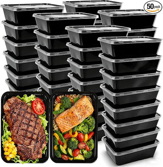 50-Pack Meal Prep Containers, Single Compartment with lids, 26 OZ. | Reusable Microwave Disposable Plastic Bento Boxes BPA Free Lunch Storage Boxes for Meal Prepping-Stackable, Dishwasher Safe. by IUM%C3%89