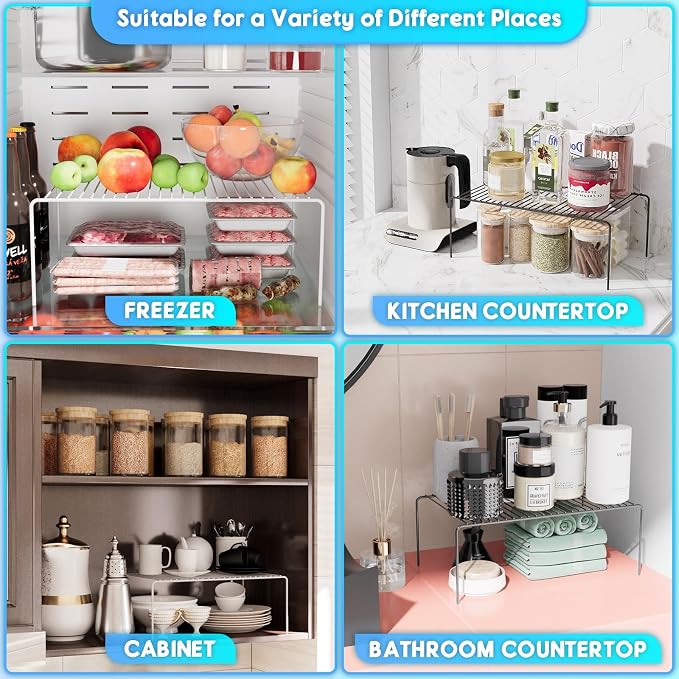 2Pack Cabinet Storage Shelf Rack, 15.7''L x 9.4''W x 5.9''H, Black | Spice Rack, Rustproof Metal Wire Kitchen Counter Organizers and Storage, for Cabinet, Plate, Dish, Pantry, Bathroom, Fridge - Image 5