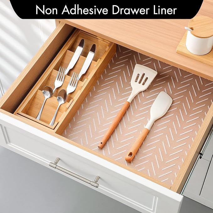 Cooyes Shelf and Drawer Liner for Kitchen Cabinets – Non-Adhesive, Waterproof, Non-Slip Cabinet Liners for Scratch Protection, Desk, Refrigerator, Shelves, Drawers with Modern Pattern - Image 2