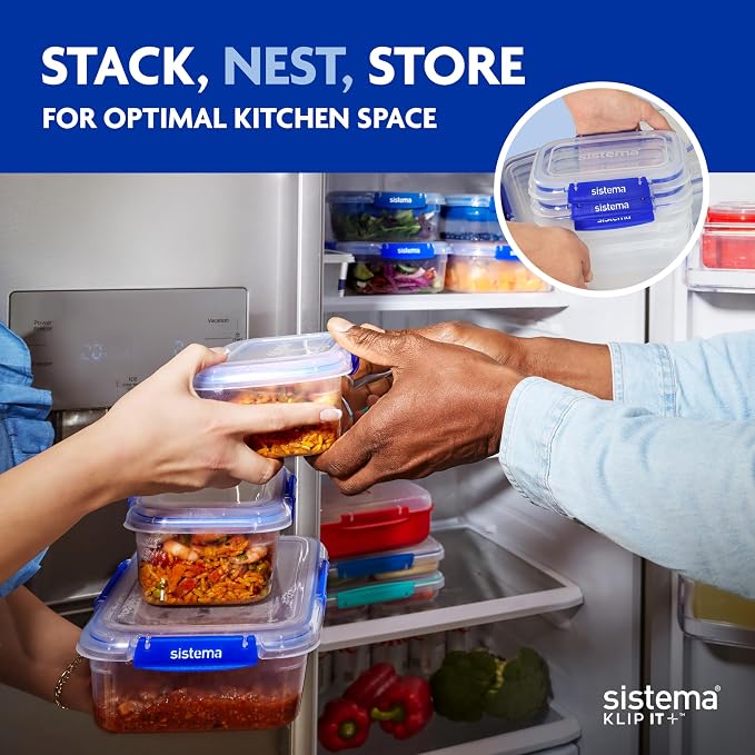 SISTEMA Klip It Food Container, Plastic, Clear, 1 x 2.2 L, 2 x 1 L, 3 - Image 6