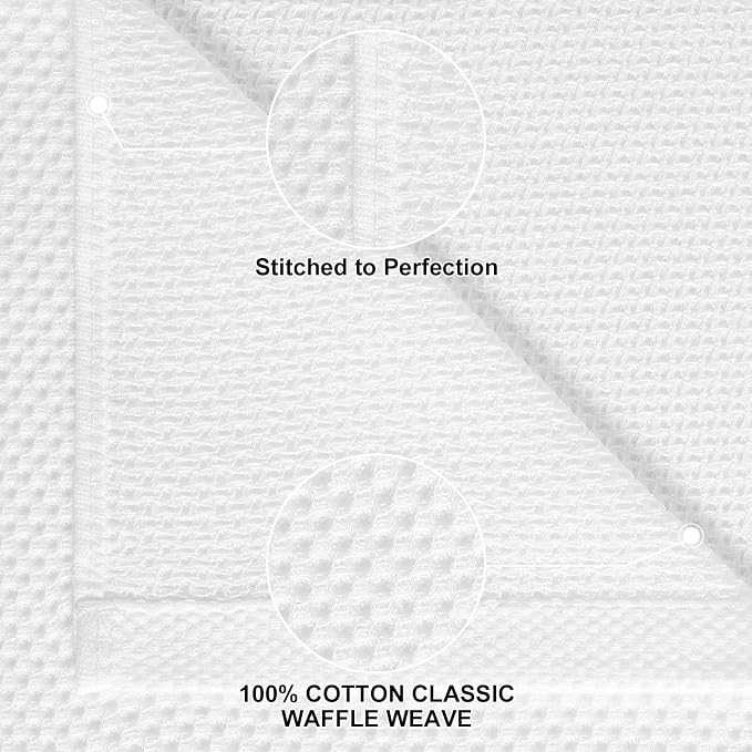 Homaxy 8 Pack 100% Cotton Kitchen Towels and Dishcloths Set, White | 12 x 12 Inches and 13 x 28 Inches Kitchen Towels Set, Ultra Soft Absorbent Dish Cloths for Washing Dishes - Image 2