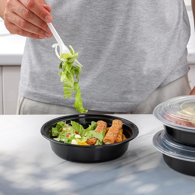 GUSTO 24 oz - Round Meal Prep Containers with Lids – [Case of 150] Reusable, Microwaveable, Dishwasher & Freezer Safe, BPA-Free Food Storage Containers for Portion Control (Formerly Comfy Package) - Image 5