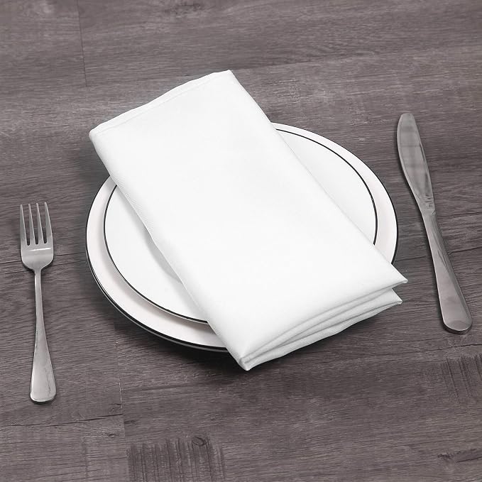 50pcs Polyester Cloth Napkins - 17 x 17 inch White Dinner Washable Napkins with Hemmed Edges for Restaurant/Wedding/Hotel(50,White) - Image 6