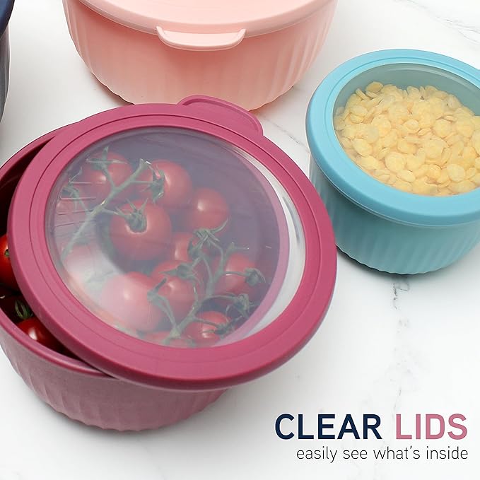 COOK WITH COLOR Prep Bowls with Lids- Wide and Deep Nesting Plastic Small Mixing Bowl Set with Lids, 8 Piece Set - Deep Bowls, Navy - Image 2