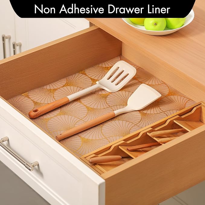Cooyes Shelf and Drawer Liner for Kitchen Cabinets – Non-Adhesive, Waterproof, Non-Slip Cabinet Liners for Scratch Protection, Desk, Refrigerator, Shelves, Drawers with Modern Pattern - Image 2