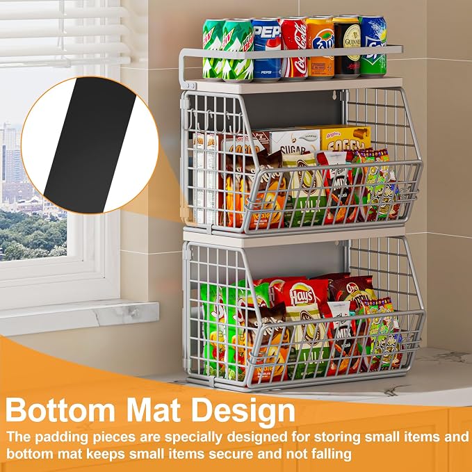 Wire Fruit Basket 2 IN 1 Magnetic & Hanging Wall Produce Basket with Spice Rack for Potato Onion Vegetable Storage for Pantry,Kitchen Countertop and Fridge Organizer - Image 6