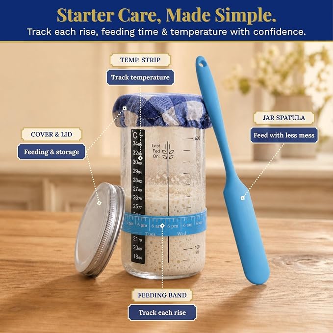 Sourdough Starter Kit for Beginners with Beginner Guide & 100 Recipes - Sourdough Bread Baking Supplies and Tools, Homemade Bread Gift Set and Sour Dough Accessories for Bakers - Image 6