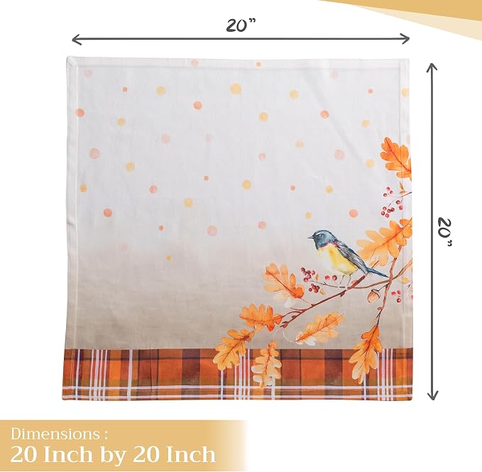 Maison d' Hermine Cloth Napkins Set of 4 Reusable 100% Cotton (20" x 20") | Everyday Square Napkins Cloth Washable Dinner Wedding Restaurant Hotel Kitchen Thanksgiving Christmas - Oak Leaves - Image 4