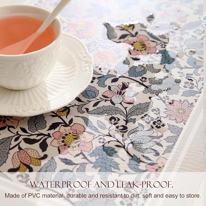 Vinyl Waterproof Placemats Set of 6 Rectangular,12"*17"-Hazel B | Wipeable Beautiful Print Place Mats,Stain Resistant,Heat Resistant,Everyday Meals,Kitchen,Dinning,Holiday,Decor - Image 6