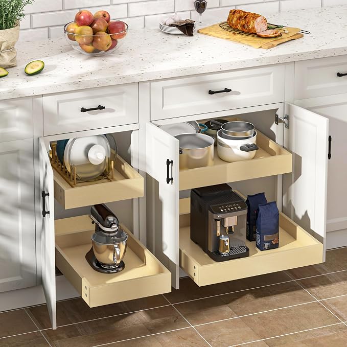 WelFurGeer Soft Close Pull Out Cabinet Organizer, 14" W x 22" D Pull Out Drawer for Cabinet, Bottom Mount Pull Out Drawers for Kitchen Cabinets, Durable Pullout Drawers for Home & Kitchen Organization - Image 2