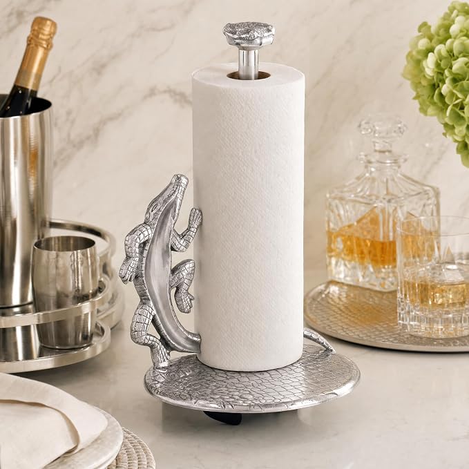 Arthur Court Alligator Paper Towel Holder Aluminum Metal 12.5 inch Stylish Kitchen Decor - Image 5