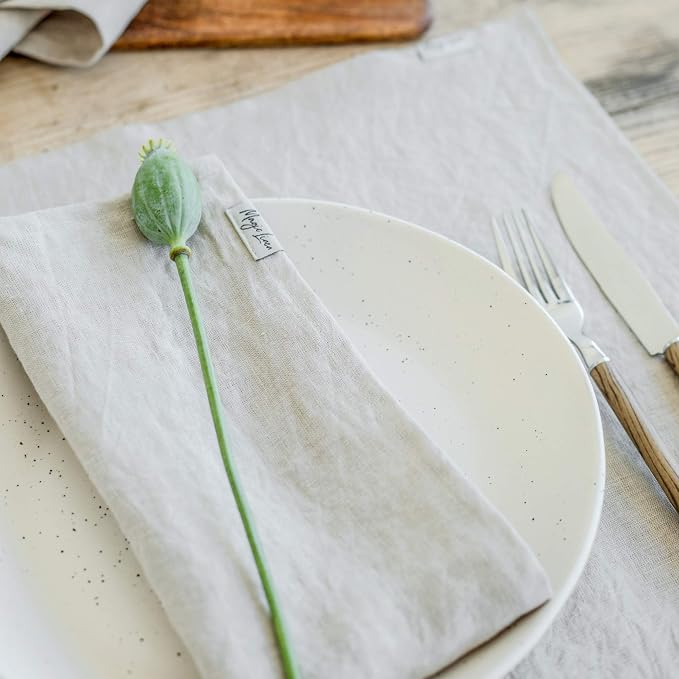 MagicLinen 100% Linen Napkins Set of 4, Soft Absorbent Dinner Napkins | European Flax, OEKO-TEX Certified, Stone-Washed Soft, Breathable, Absorbent, Set includes 4 napkins, Size 18X18in - Image 6