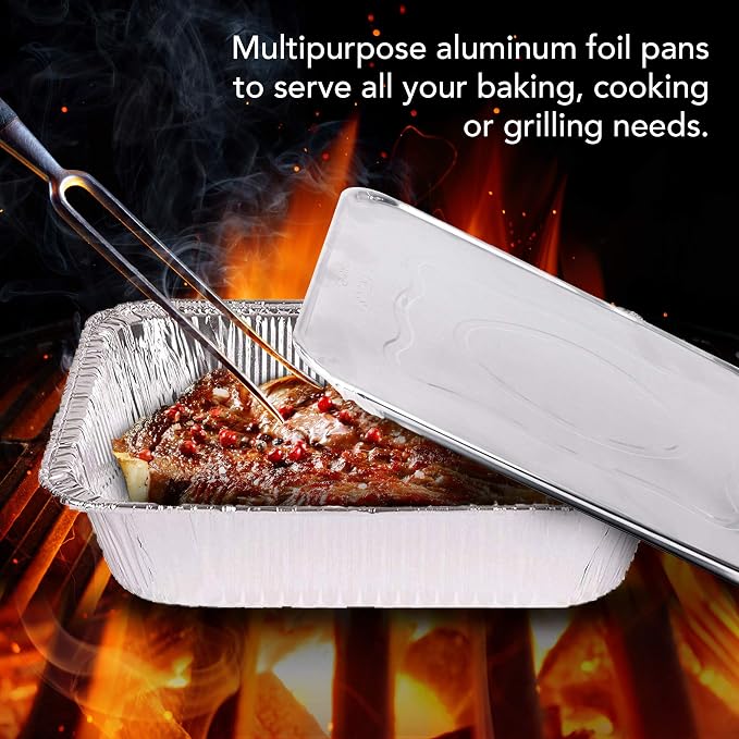 Stock Your Home Disposable Aluminum Pans with Lids 9x13 (25 Pans and 25 Lids), Food Containers for Baking, Cooking, Heating, Storing and Prepping - Image 4