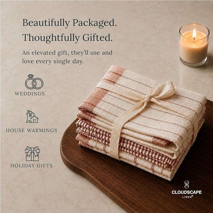 CSL Premium Cotton Kitchen Towels Set of 6,Absorbent,Quick Dry,18x28, Rust - Image 8