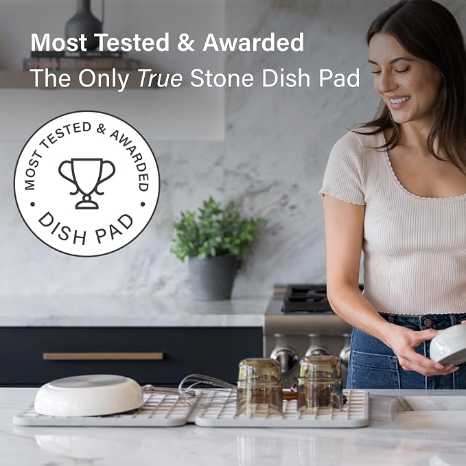 Dorai Home Dish Pad - Collapsable Stone Dish Drying Mat with Diatomaceous Earth for Quick Drying - Ultra Absorbent - Encased in Silicone - Eco-Friendly, Foldable - Large 24.6" x 16.5", Sandstone - Image 8