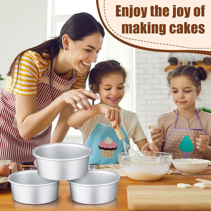 24 Pack Small 4 Inch Cake Pan Aluminum Mini Round Cake Baking Pans Tins Set with 100 Pcs Parchment Paper Rounds Non Toxic Healthy Leakproof Easy Clean Mirror Finish Dishwasher Safe - Image 6