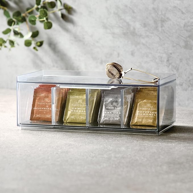 iDesign XL Tea Bag Organizer, 4-Section Clear Stackable, 2-Pack | For Counter, Storage Drawer, For Cabinet - Image 7