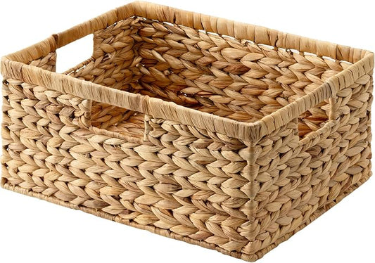 StorageWorks Wicker Baskets for Storage, Wicker Storage Baskets, 1-Pack | Water Hyacinth Wicker Storage Baskets for Shelves, Large Wicker Baskets for Organizing, Woven Basket for Storage,Large Basket by StorageWorks