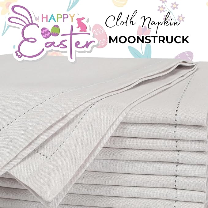 Bedding Craft Cotton Dinner Cloth Napkins Set of 12 – 18x18 Apricot Gelato Moonstruck Hemstitched – Machine Washable Fabric Napkins for Weddings, Baby Showers, Thanksgiving & Gifting - Image 3