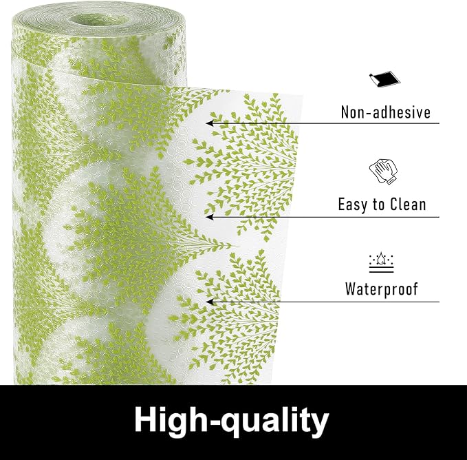 Cooyes Shelf Liners for Kitchen Cabinets, Refrigerator Liners Waterproof & Oil-Proof Kitchen Cupboard Liner Drawer Mats EVA Material Non Adhesive Fridge Liner for Shelves（11.8" W x 236" L） - Image 2